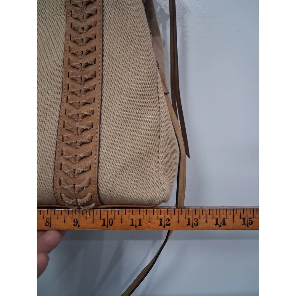 Elle Jae Gypset Tan Canvas Whipstitch Tote Bag Satchel‎ with Tassel Charm